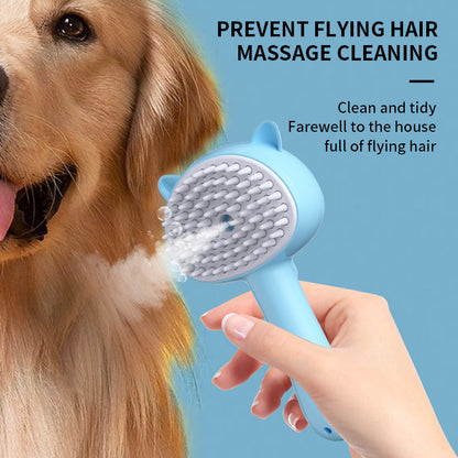 Rechargeable Cat & Dog Grooming Brush – Self-Cleaning Pet Hair Brush with Mist Spray