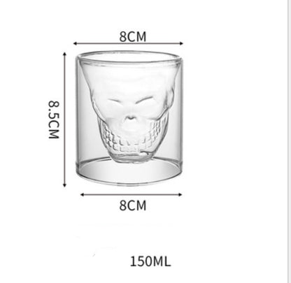 Double-Layer Skull Whiskey Glass – Creative Transparent Cup for Home Bar, Wine & Cocktail Lovers