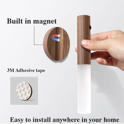 Magnetic Motion Sensor LED Night Light – USB Rechargeable Wireless Wall Lamp for Home & Cabinet