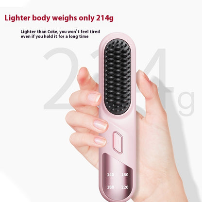 Cordless Hair Straightener Brush – Wet & Dry Fast Heating Flat Iron with Negative Ions for Smooth or Curly Hair