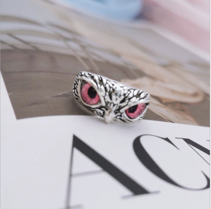 Vintage Owl Eye Ring – Retro Silver Animal Jewelry for Women, Fashion Statement Gift