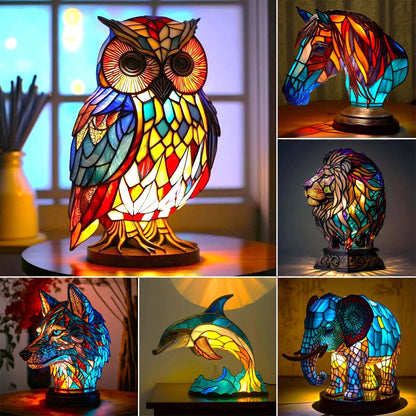 3D Animal Desk Lamp – Vintage Colored Elephant, Owl & Cat Night Light for Home Décor