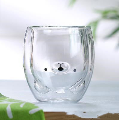 3D Double-Layer Panda Glass Cup – Creative Skull-Shaped Wine & Coffee Mug for Home & Gifts