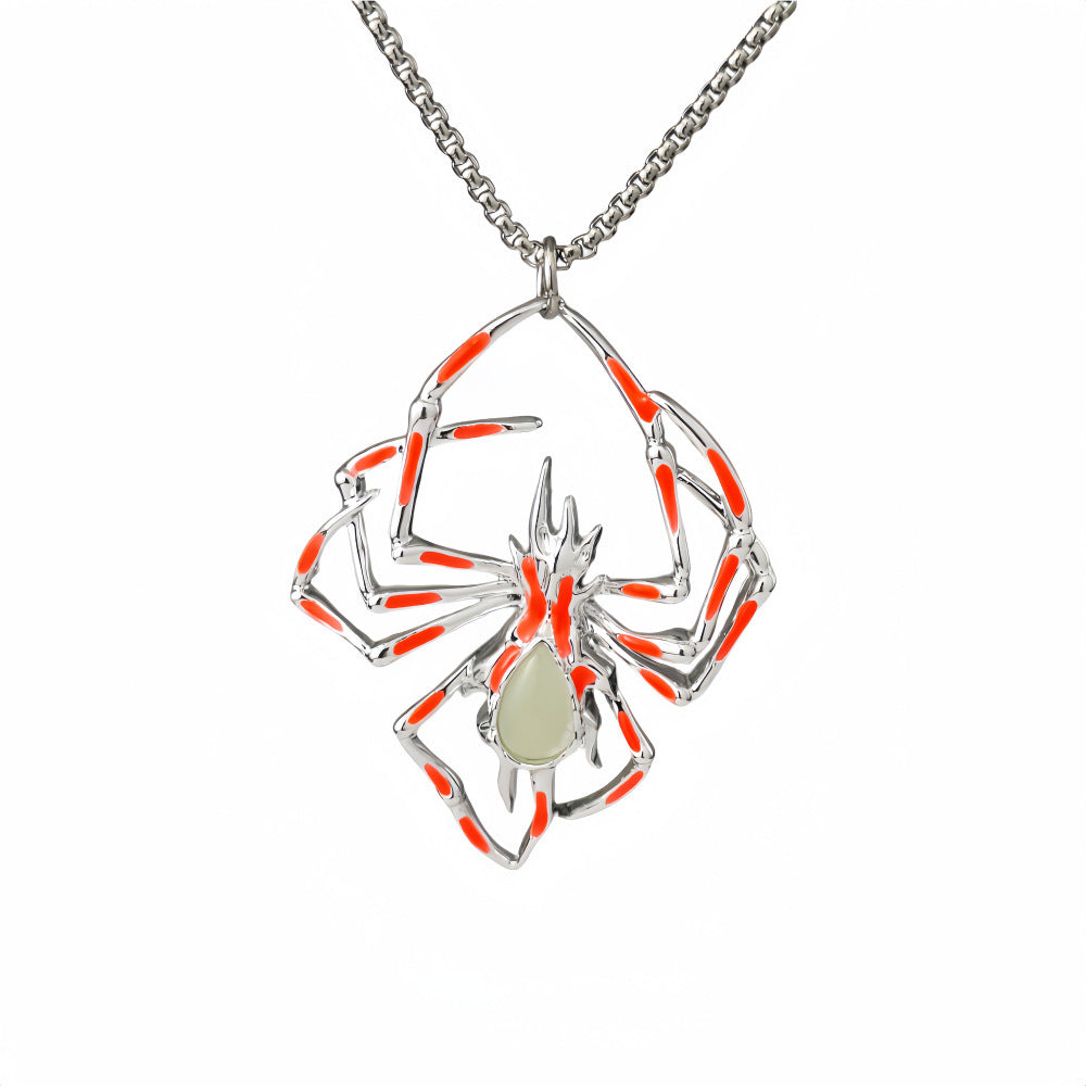 Halloween Luminous Spider Necklace – Vintage Glow-in-the-Dark Jewelry for Men & Women, Party Gift Accessory