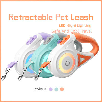 Retractable Dog Leash with Collar & Spotlight – Automatic Pet Traction Rope for Small and Medium Dogs