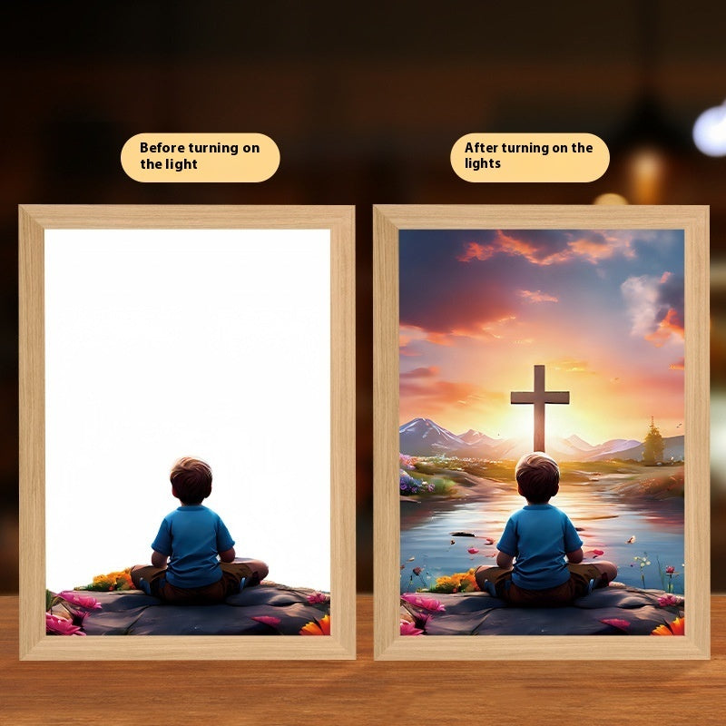 Jesus LED Light Painting Frame – Creative Night Light & Home Decoration Lamp for Christmas Gifts