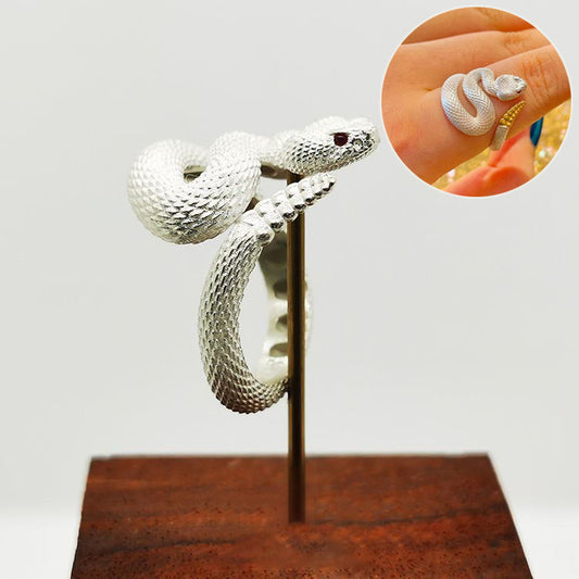 Adjustable Snake Ring – Gothic Punk Couple Jewelry for Men & Women, Black and White Luxury Design