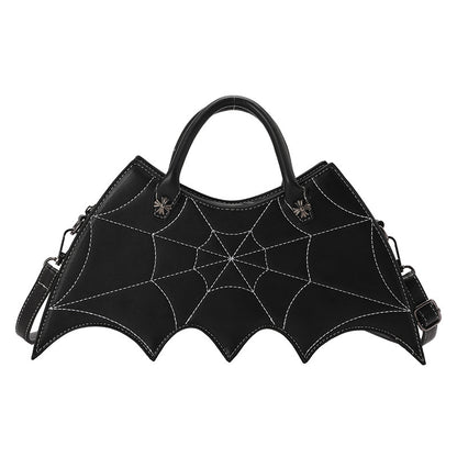 Halloween Spider Web Shoulder Bag – Batgirl Style PU Crossbody Handbag for Parties & Creative Gifts