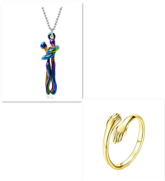 Love Hug Necklace – Simple Couple Pendant Chain for Men & Women, Valentine’s Day Gift Jewelry