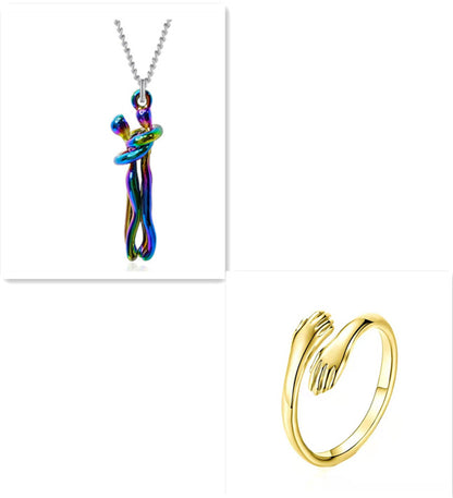 Love Hug Necklace – Simple Couple Pendant Chain for Men & Women, Valentine’s Day Gift Jewelry