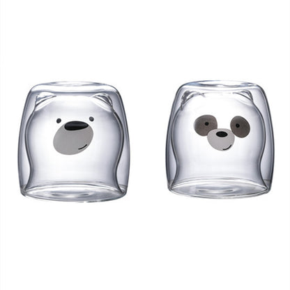 3D Double-Layer Panda Glass Cup – Creative Skull-Shaped Wine & Coffee Mug for Home & Gifts