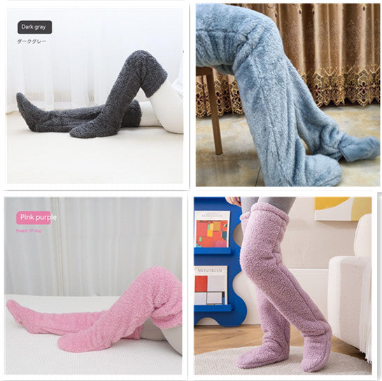 Over-Knee Fuzzy Warm Socks – Winter Long Home Stockings for Cold-Proof Comfort & Sleep
