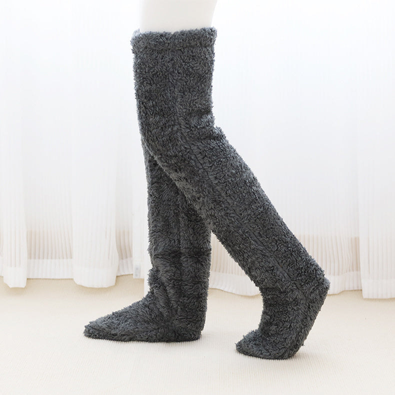 Over-Knee Fuzzy Warm Socks – Winter Long Home Stockings for Cold-Proof Comfort & Sleep