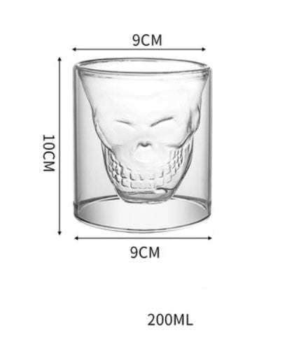 Double-Layer Skull Whiskey Glass – Creative Transparent Cup for Home Bar, Wine & Cocktail Lovers