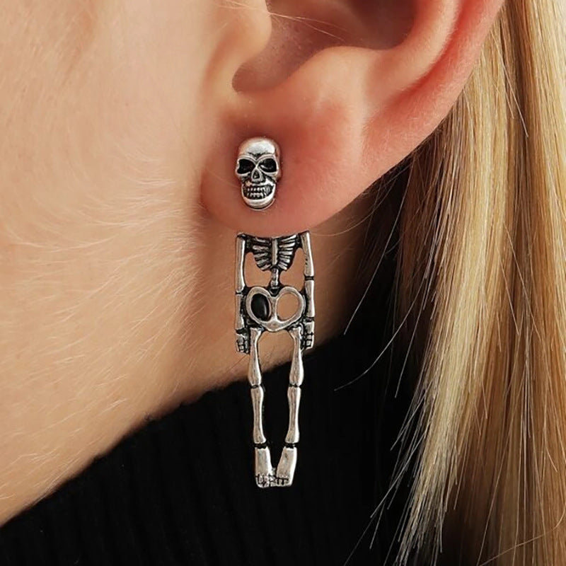 Halloween Skull Earrings – Detachable Human Skeleton Stud Earrings for Women, Creative Party Jewelry