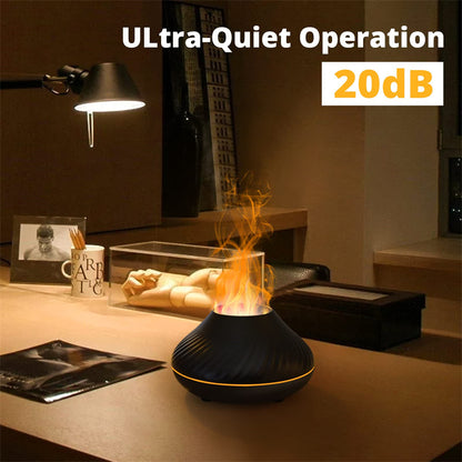 Volcanic Flame Aroma Diffuser – 130ml USB Essential Oil Humidifier with Color LED Night Light