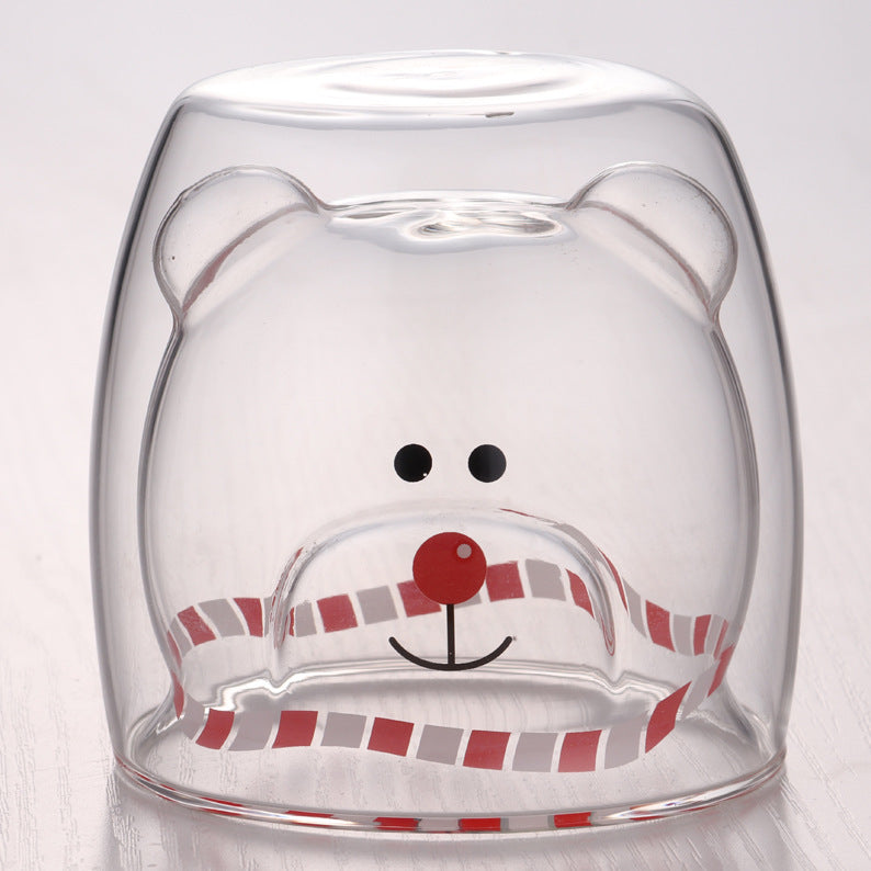 3D Double-Layer Panda Glass Cup – Creative Skull-Shaped Wine & Coffee Mug for Home & Gifts
