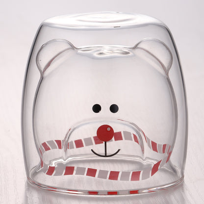 3D Double-Layer Panda Glass Cup – Creative Skull-Shaped Wine & Coffee Mug for Home & Gifts