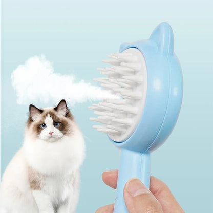 Rechargeable Cat & Dog Grooming Brush – Self-Cleaning Pet Hair Brush with Mist Spray