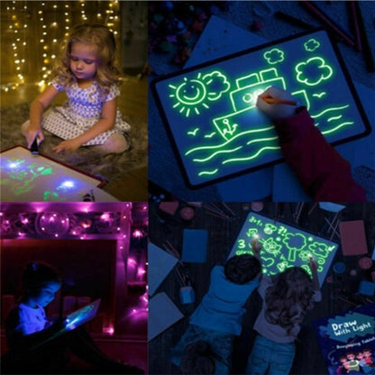 3D Magic Drawing Pad – Educational LED Sketch Board Toy with 8 Light Effects for Kids