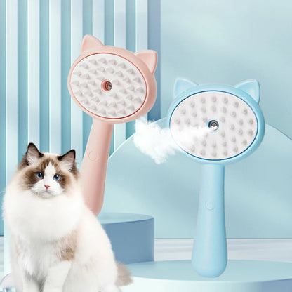 Rechargeable Cat & Dog Grooming Brush – Self-Cleaning Pet Hair Brush with Mist Spray