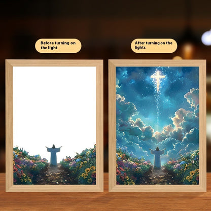Jesus LED Light Painting Frame – Creative Night Light & Home Decoration Lamp for Christmas Gifts