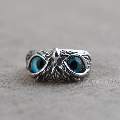 Vintage Owl Eye Ring – Retro Silver Animal Jewelry for Women, Fashion Statement Gift